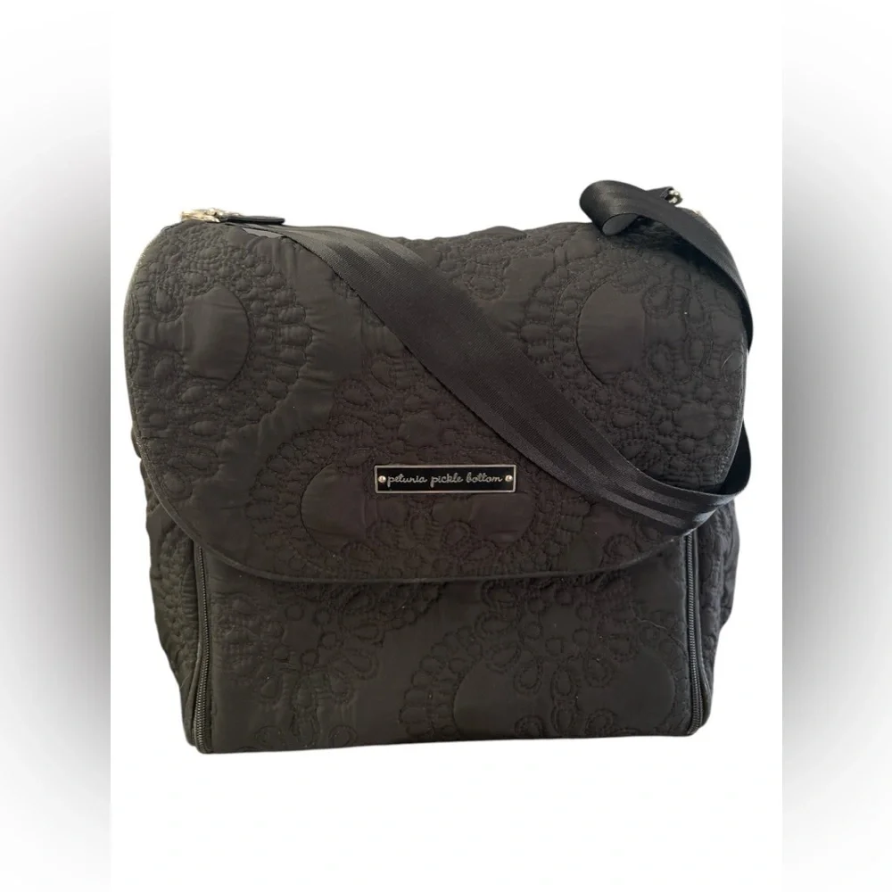 Petunia pickle bottom black quilted diaper bag